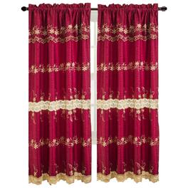 RT Designers Collection - Alisa Macrame Rod Pocket Window Room Darkening Panel 54" x 84" - Burgundy