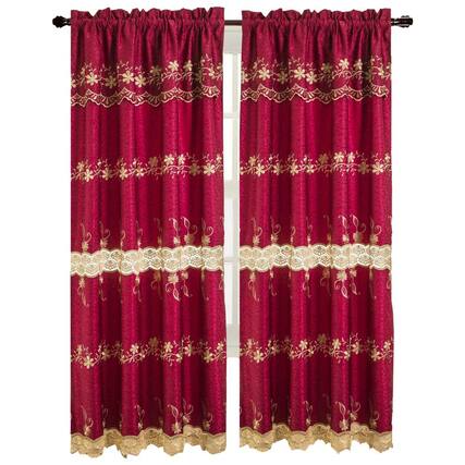 Front. RT Designers Collection - RT Designers Collection Alisa Macrame Rod Pocket Window Room Darkening Panel 54" x 84" Burgundy - Burgundy.