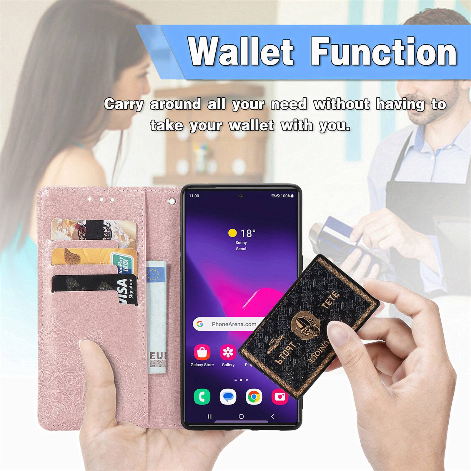 Wallet Function  
Carry around all your need without having to take your wallet with you.  

11:00  
100%  

VISA Signature  
E U  

18 Sunny Seoul  

TETE  

PhoneArena.com  

1  
UNIQUE Galaxy Shore Gallery