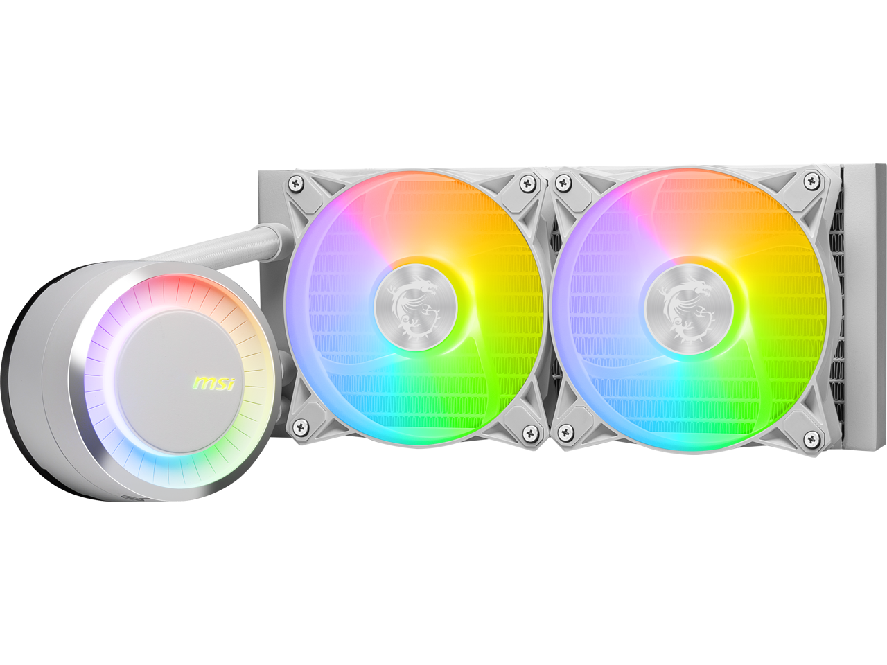 Alt View 5. MSI - MSI MAG CoreLiquid E240 White - 240mm AIO Liquid Cooler with Dual ARGB Fans, Rotating Cap, LGA 1851/1700, AM5 - White.