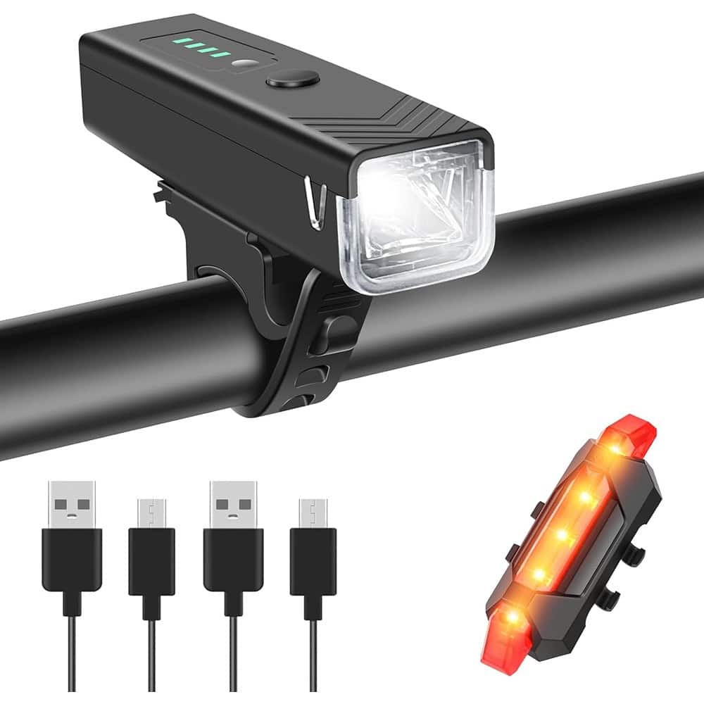 RTMB - USB Rechargeable Bike Light Set, Ultra Bright Headlight & Taillight - Black