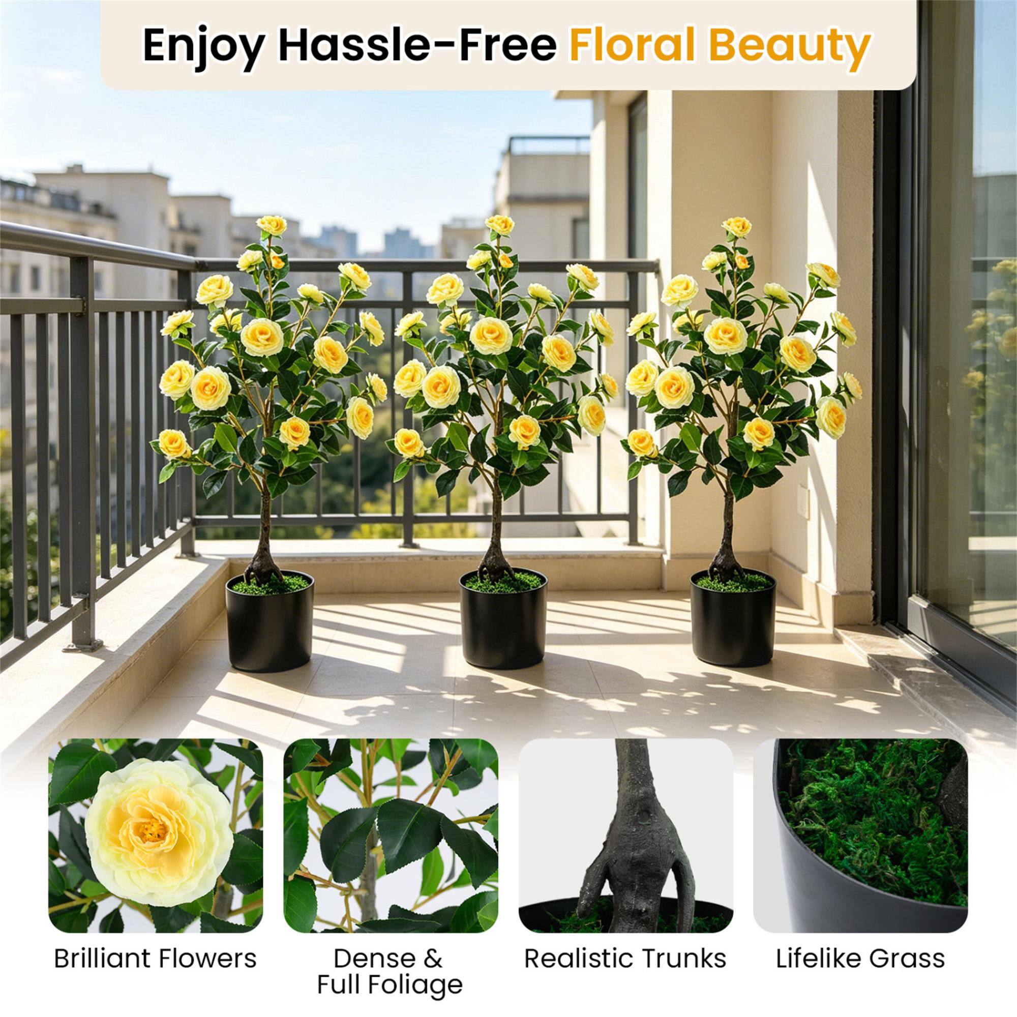 Enjoy Hassle-Free Floral Beauty

Brilliant Flowers  
Dense & Full Foliage  
Realistic Trunks  
Lifelike Grass