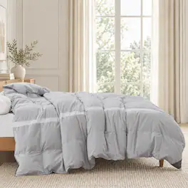 Puredown - Selected 600FP Cooling Lightweight Breathable White Down Comforter, Oversized Summer Blanket, Full/Queen - Gray