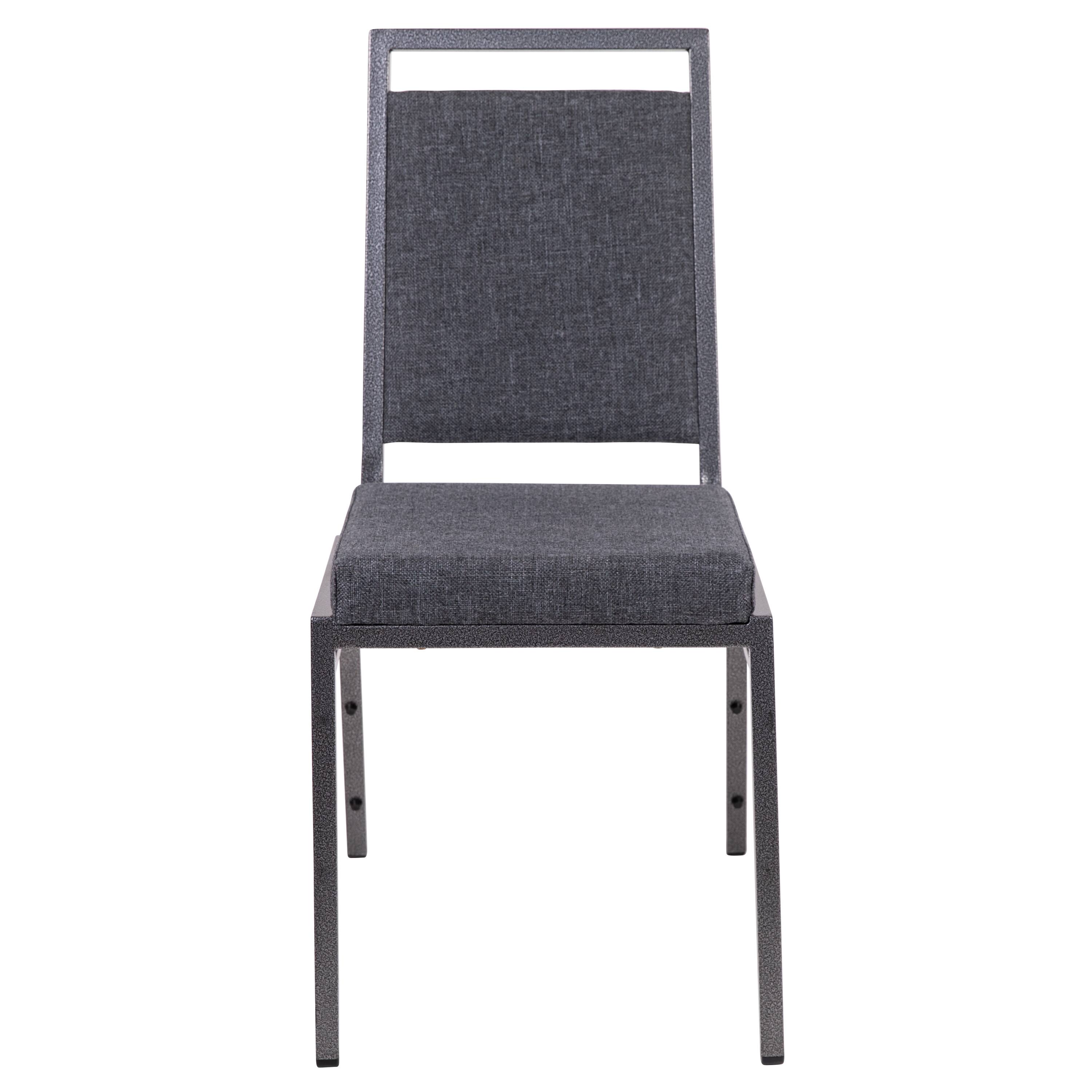Alt View 7. Emma + Oliver - Square Back Banquet Stack Chair - Wedding Party Event Chair - Dark Gray Fabric/Silver Vein Frame.