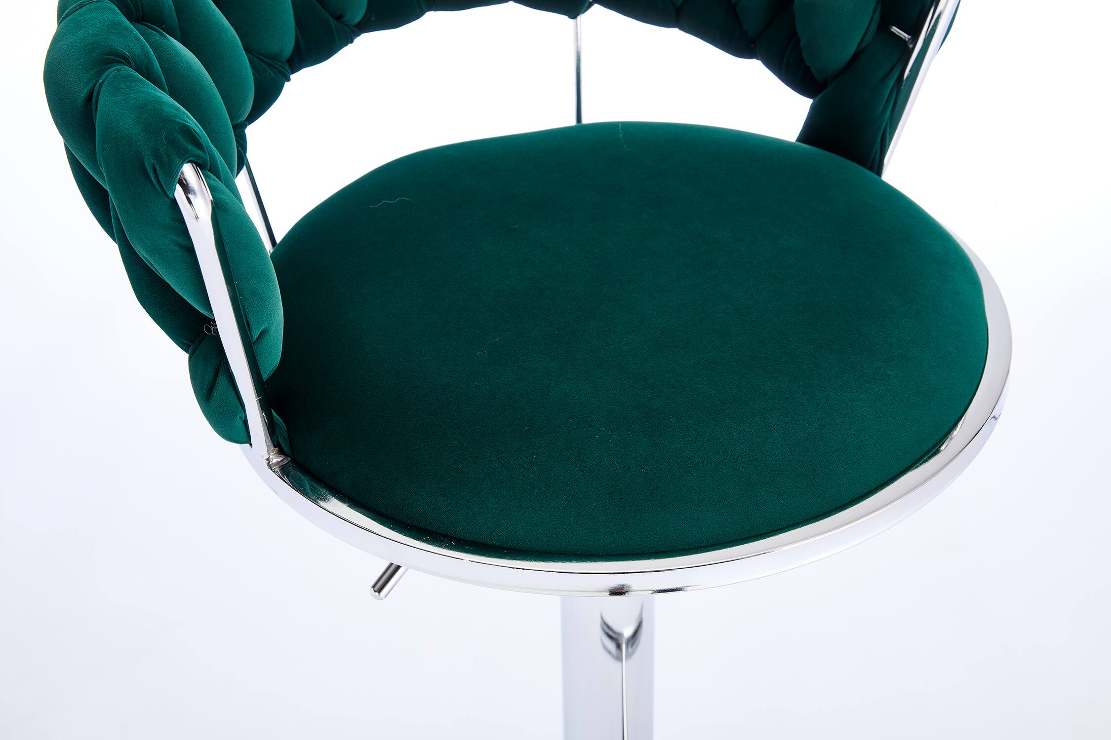 Alt View 2. SlickBlue - Modern Adjustable Bar Stools – Set of 2 Velvet Swivel Chairs with Chrome Legs - Green.