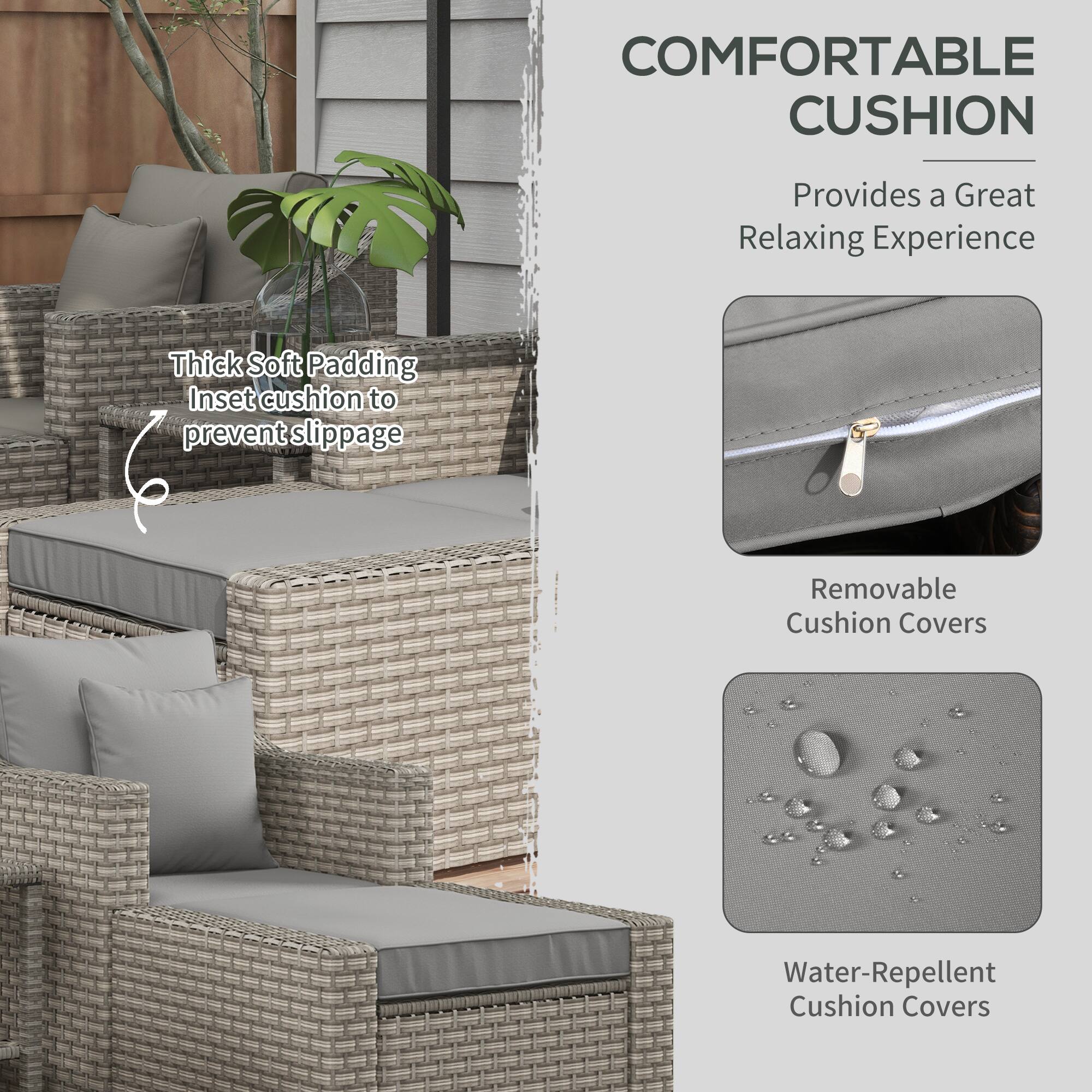 COMFORTABLE CUSHION  
Provides a Great Relaxing Experience  

Thick Soft Padding  
Inset cushion to prevent slippage  

Removable Cushion Covers  

Water-Repellent Cushion Covers