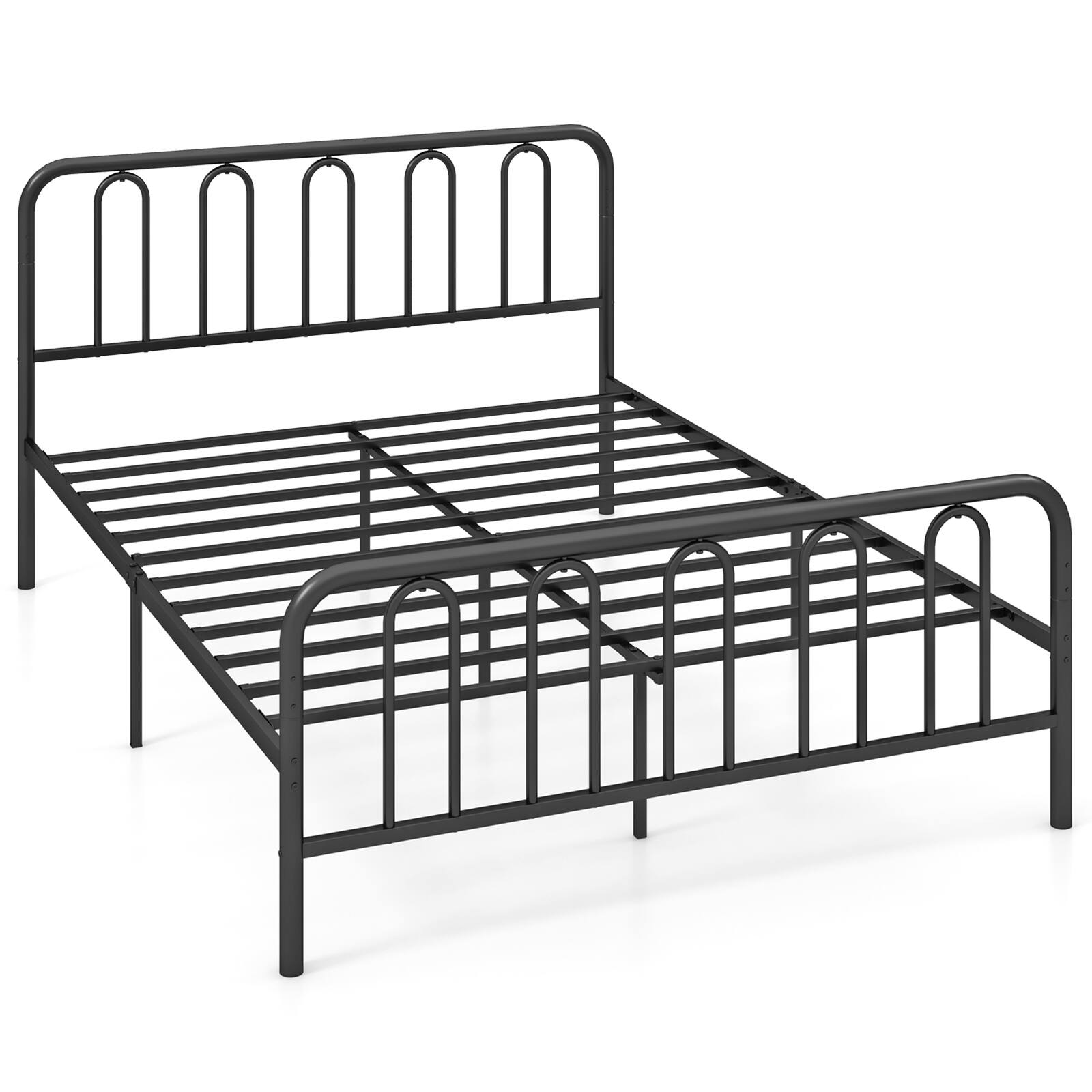 Alt View 9. Gymax - Gymax Stylish Queen Size Metal Bed Frame Platform Bed Base w/ Headboard & Footboard - Black.