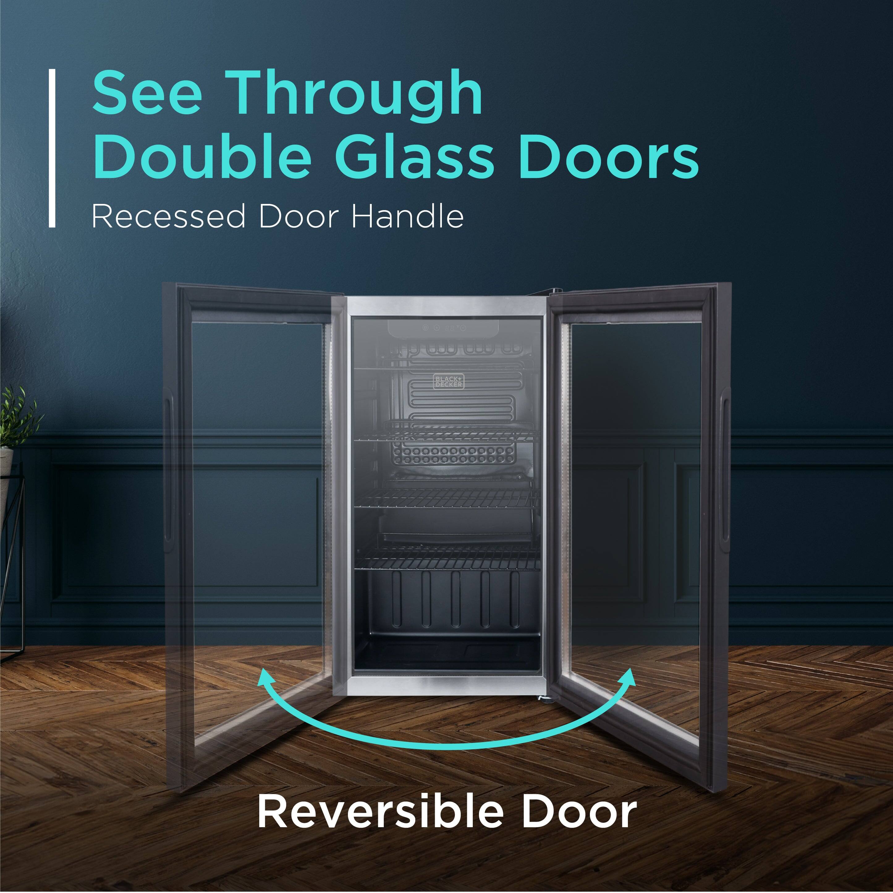 See Through Double Glass Doors, Recessed Door Handle, Reversible Door