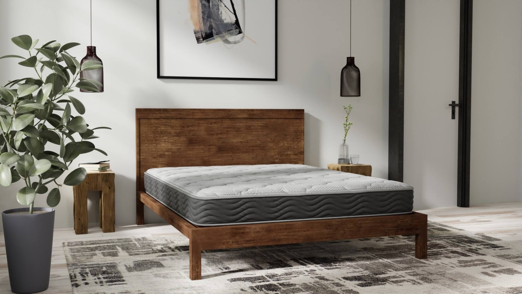 Alt View 4. Glintex - 8" Firm Hybrid Twin Mattress with Cooling Gel Foam, Pocketed Coil Support, CertiPUR-US Certified - Black+ Gray.