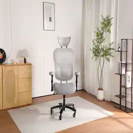 Loheer - 500 lbs Big & Tall Gaming Chair, Heavy-Duty Mesh Executive Chair, Adaptive Lumbar Support, Grey - Gray