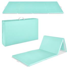 Best Choice Products - 10ftx4ftx2in Folding Gym Mat 4-Panel Gymnastics Workout Floor Mats w/ Handles - Aqua