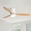 Front. Sofucor - Sofucor 52'' Flush Mount Ceiling Fan without Lights Remote Control Wood Blades Reversible DC Motor Indoor Outdoor - White Wood.