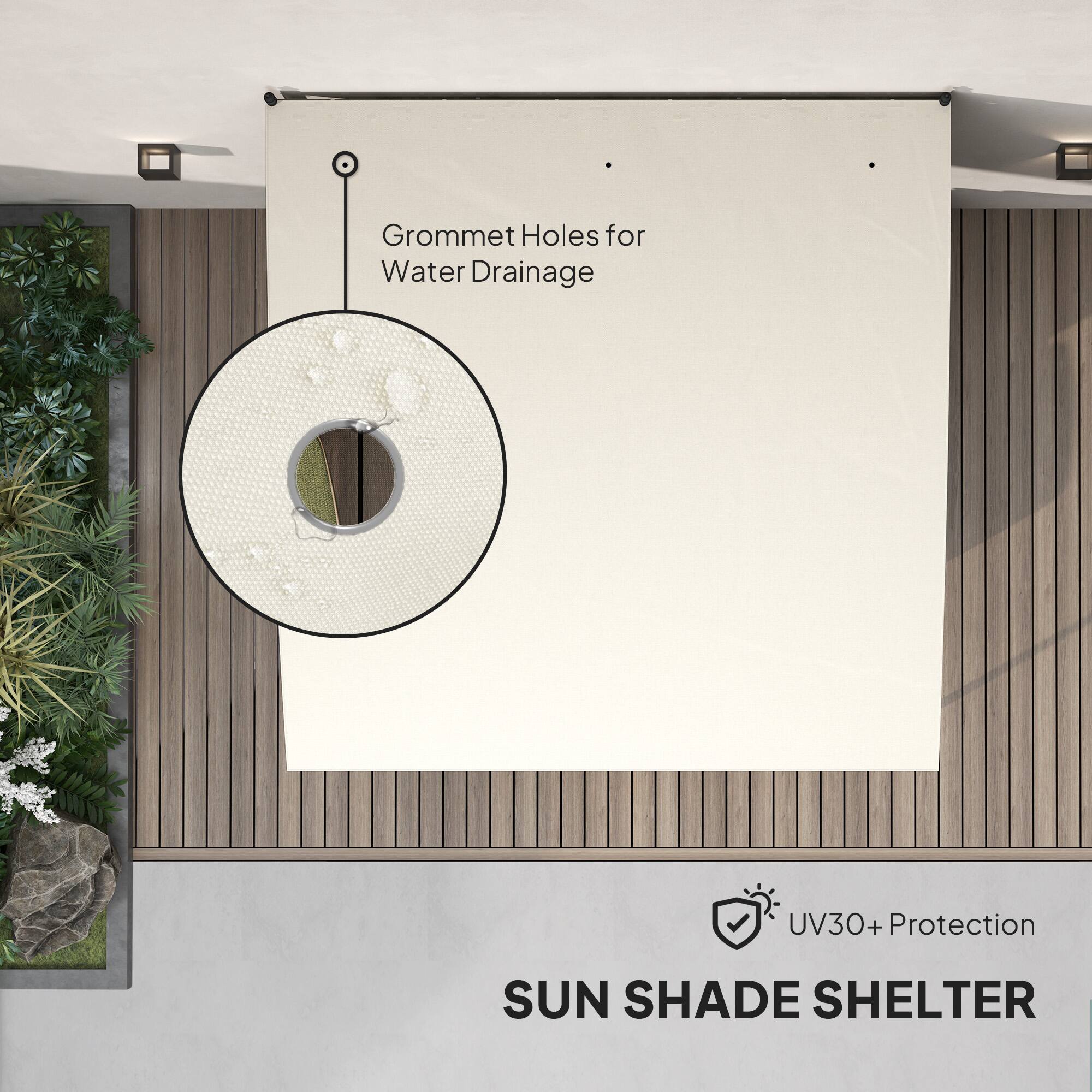 SUN SHADE SHELTER, Grommet Holes for Water Drainage, UV30+ Protection