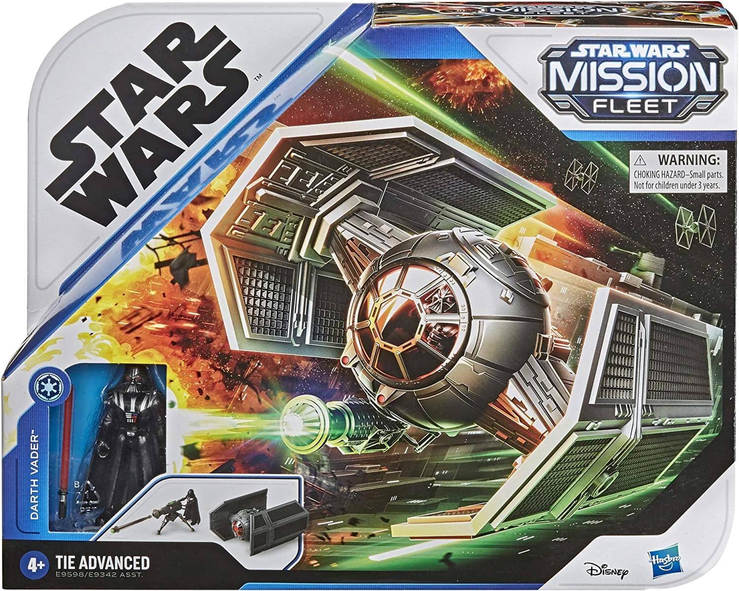 **STAR WARS MISSION FLEET**

**WARNING: CHOKING HAZARD - Small parts. Not for children under 3 years.**

**DARTH VADER™**

**TIE ADVANCED**

**4+**

**E9598/E9342 ASST.**

**Hasbro Disney**