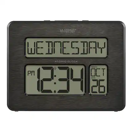 LA CROSSE TECHNOLOGY
ATOM CLOCK
WEDNESDAY
12:34 PM
MONTH OCT
DATE 26