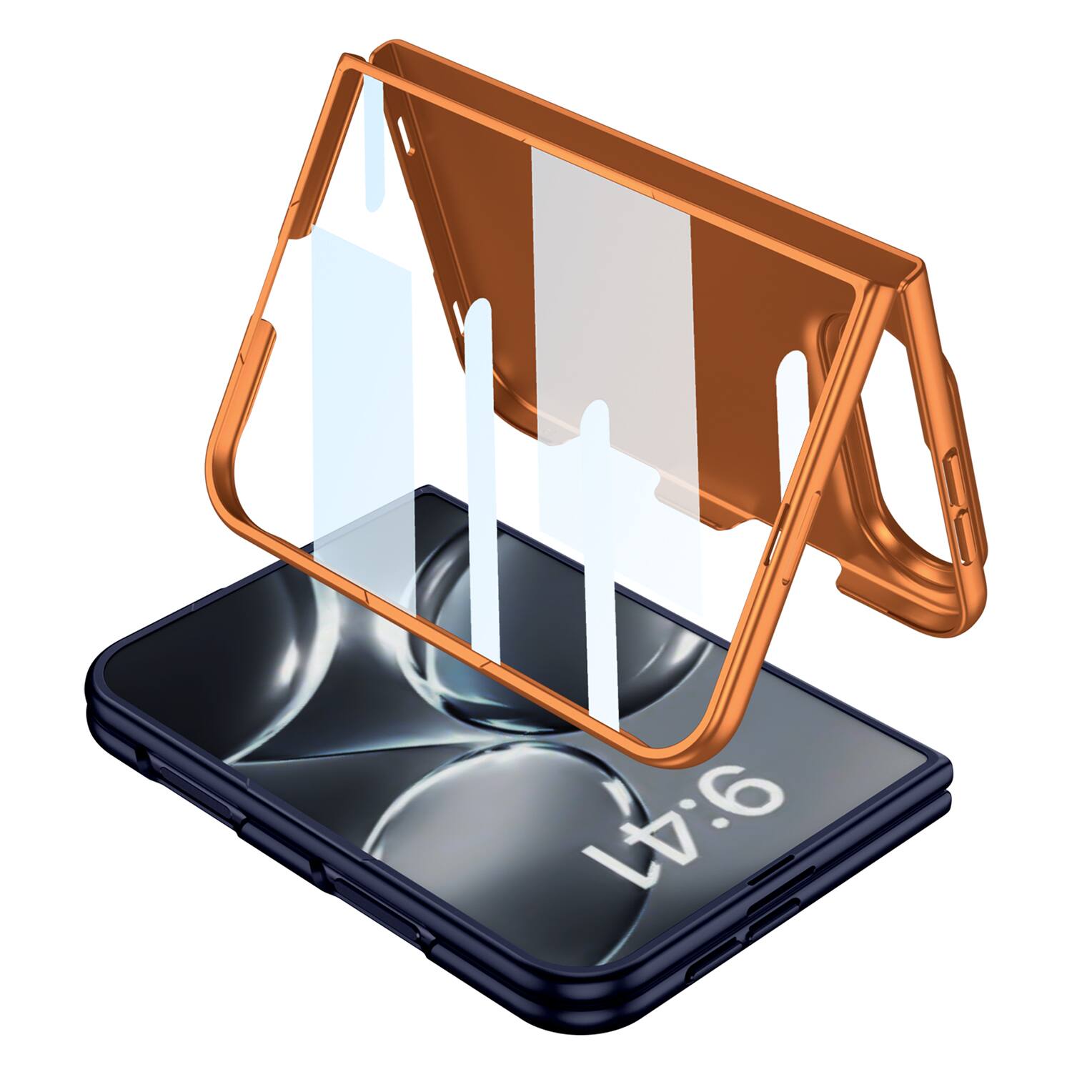 Angle. Dteck - for Apple iPhone Duo Slim Magnetic Case with Front Screen Protector Shockproof Rugged Hard PC Wireless Charging Cover - Orange.