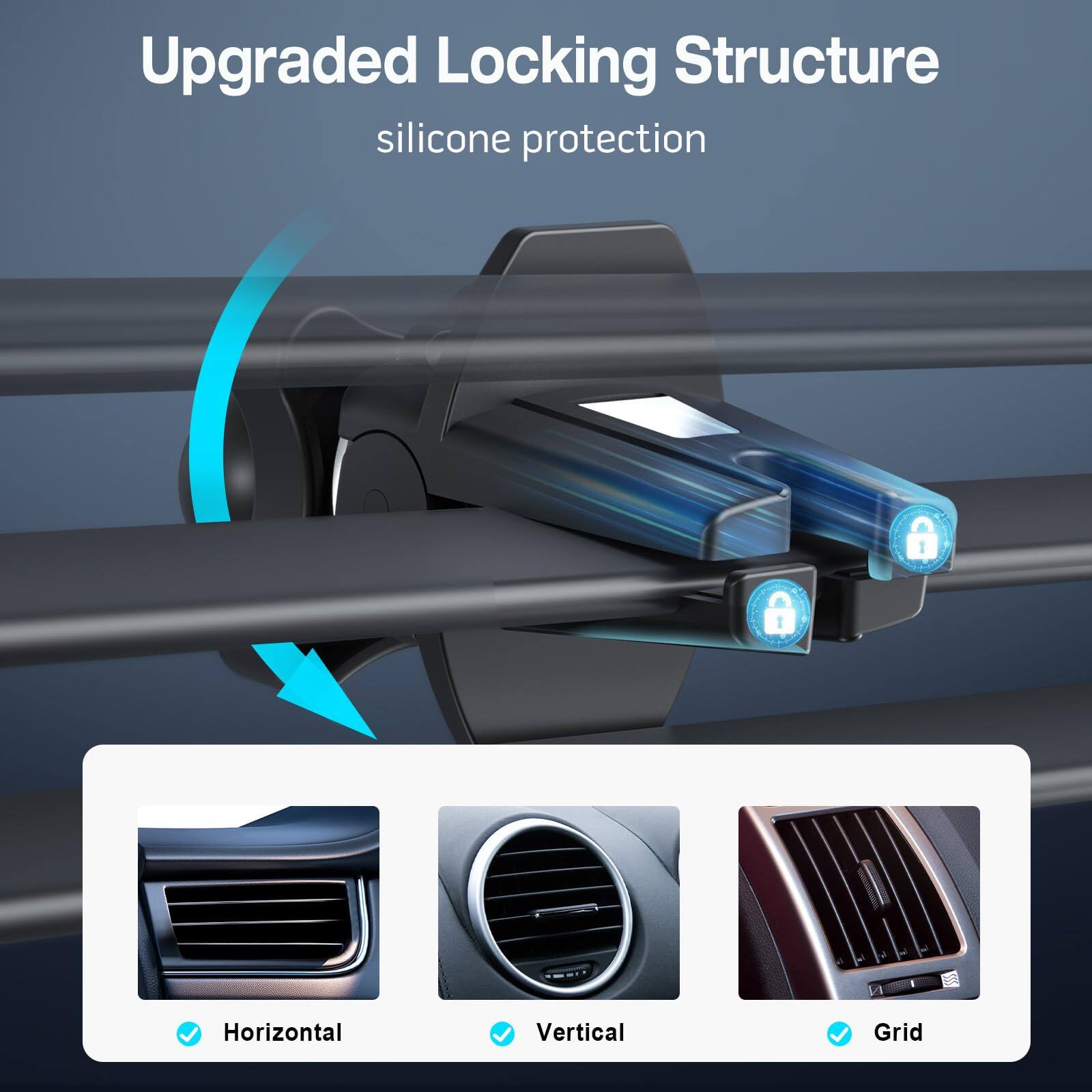 Upgraded Locking Structure  
silicone protection  

- Horizontal  
- Vertical  
- Grid