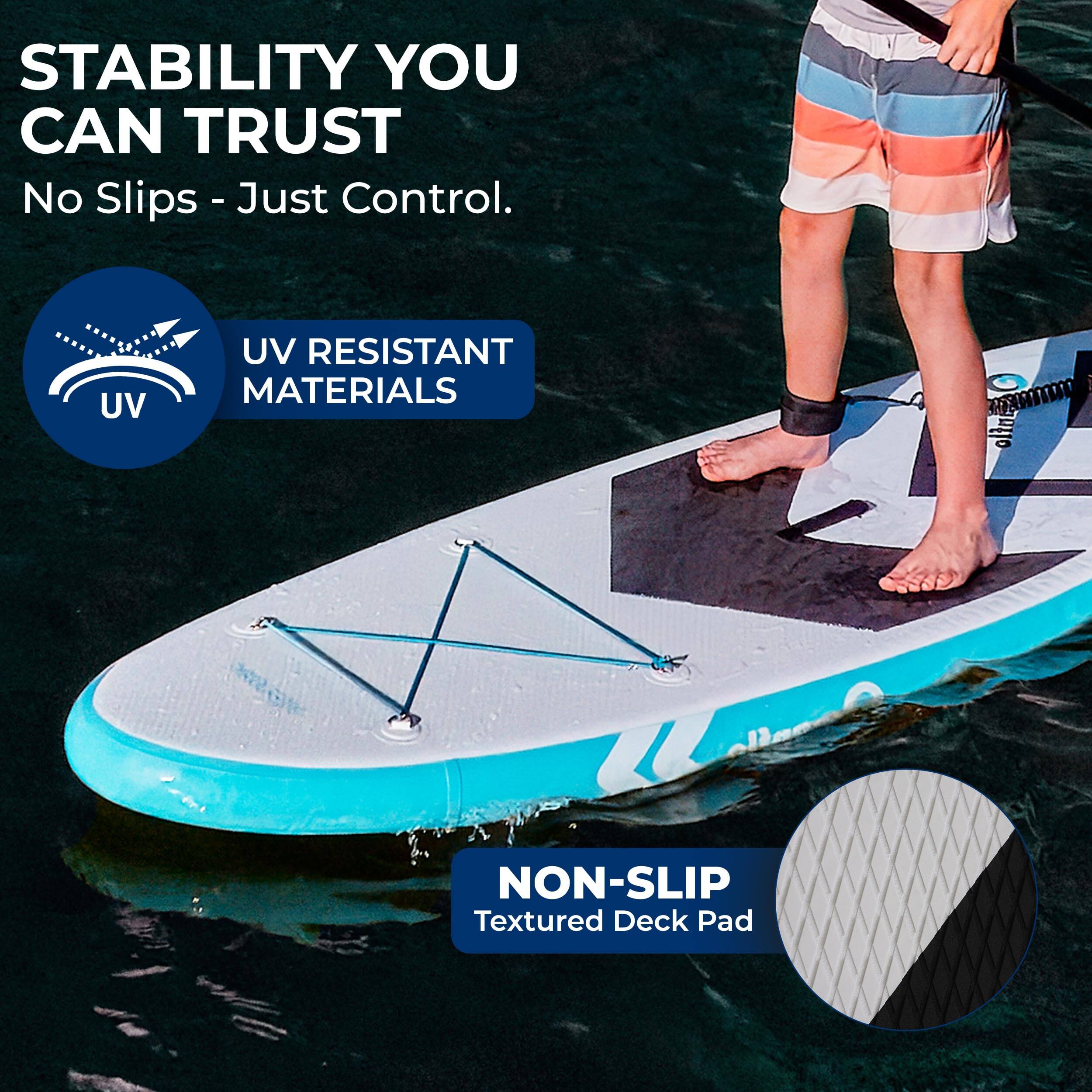 STABILITY YOU CAN TRUST  
No Slips - Just Control.  

UV RESISTANT MATERIALS  

NON-SLIP  
Textured Deck Pad