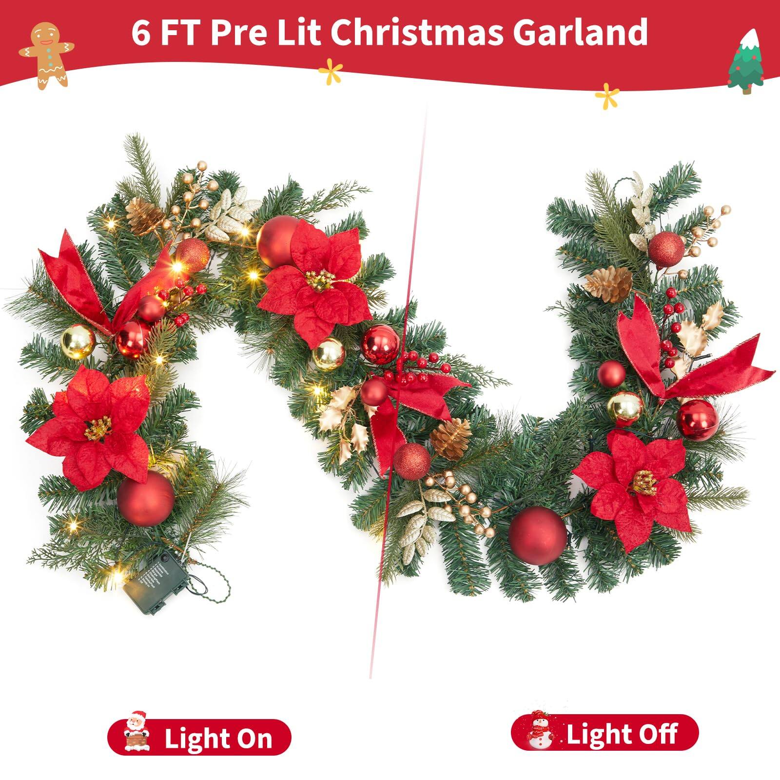 6 FT Pre Lit Christmas Garland

Light On

Light Off