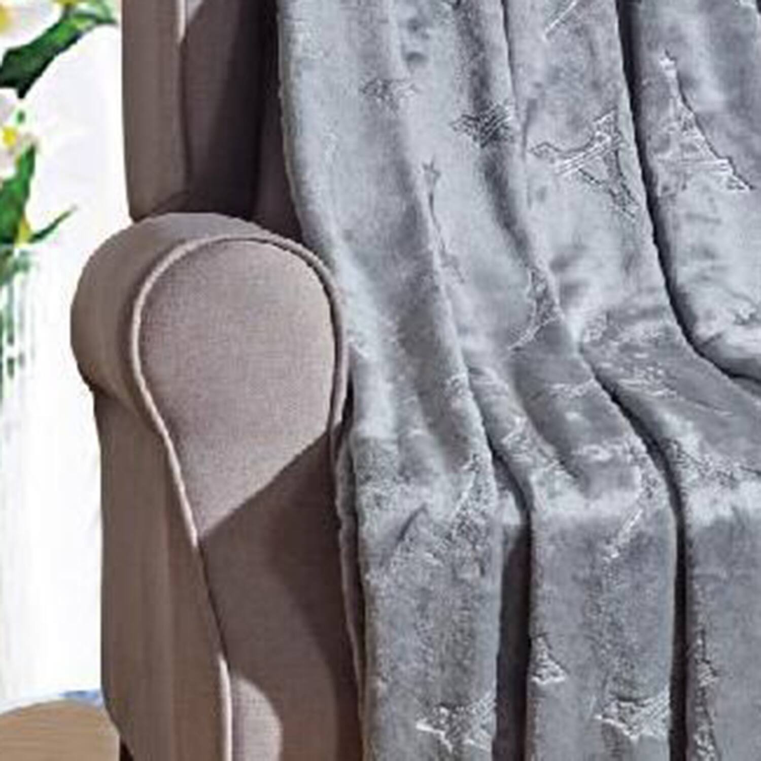 Alt View 3. Noble House - Plazatex Eiffel Tower Embossed Decorative Super Soft Throw Blanket for Sleep/Decor 2 Pack 50" x 60" Grey - Grey.