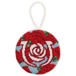 Smathers & Branson - Kentucky Derby Roses Pattern Needlepoint Ornament - Red