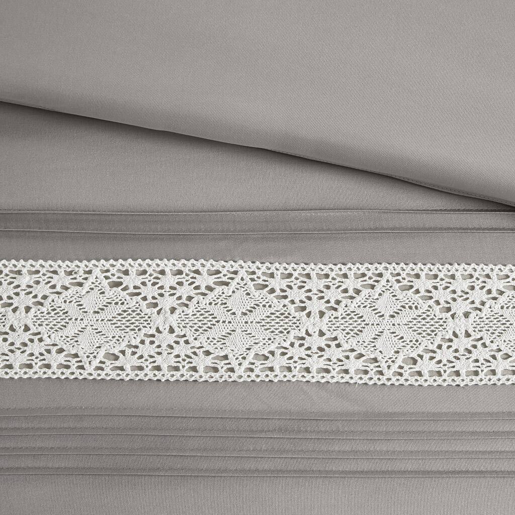 Alt View 5. Gracie Mills - Gracie Mills 7-Piece Farmhouse Lace Trim Comforter Set with Throw Pillows - Grey.