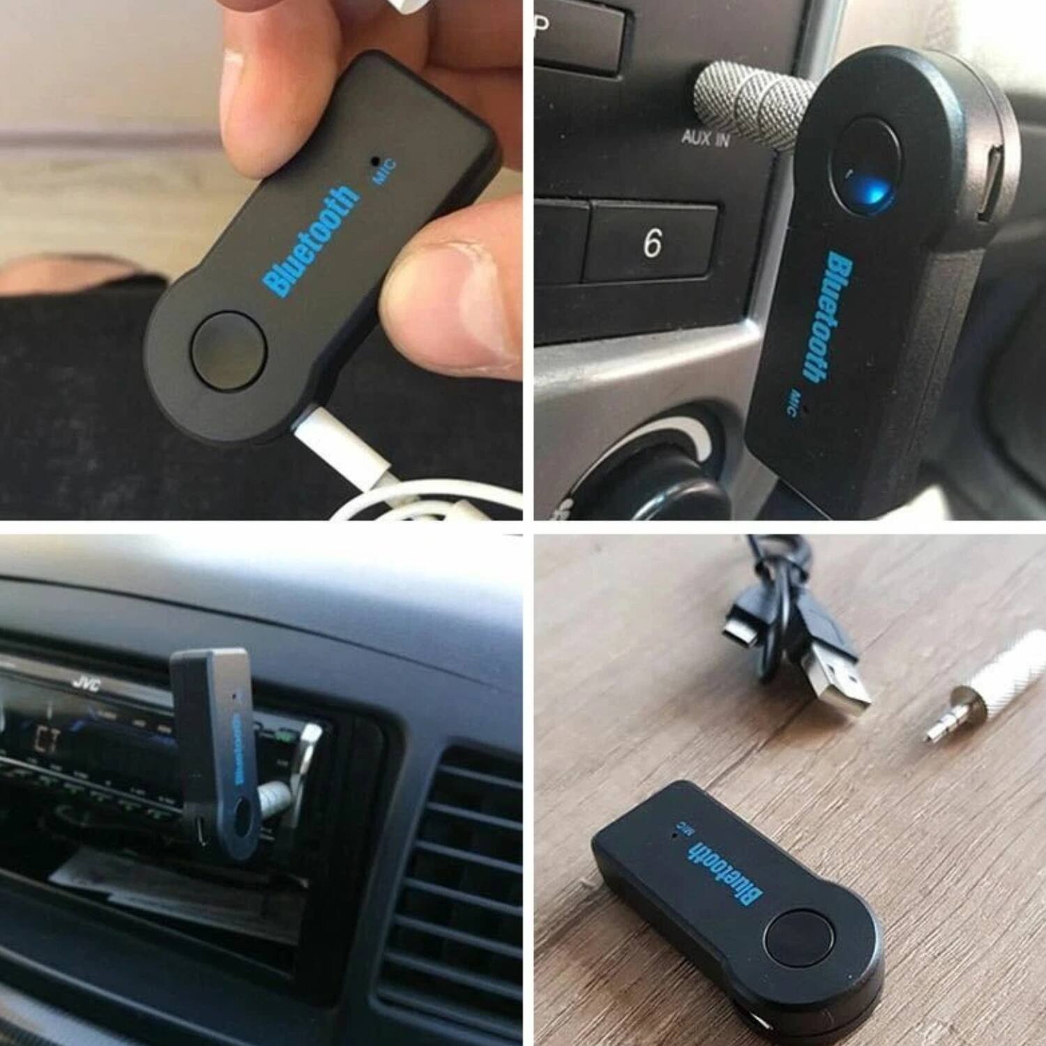 Sure, here is the corrected and grouped text from the image:

1. Bluetooth MIC
2. Bluetooth MIC
3. Bluetooth MIC
4. Bluetooth MIC
5. AUX IN
6. 6
7. JVC CT