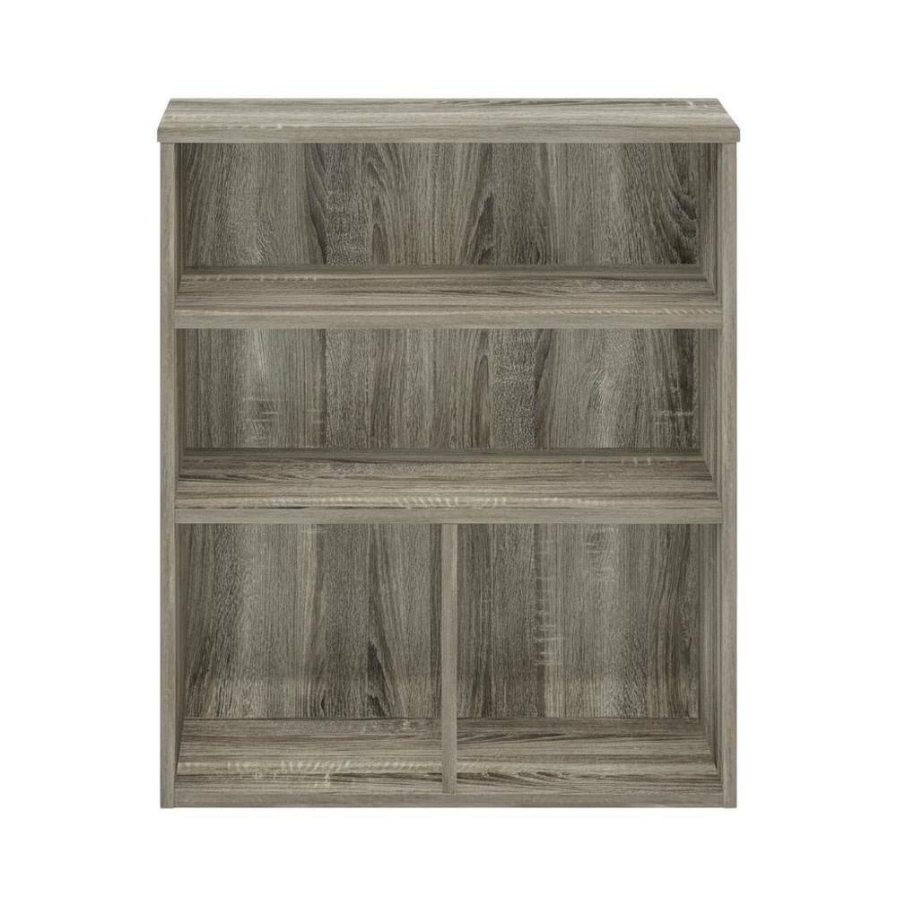 Back. FurniFact - Engineered Wood Bookcase in Warm Brown Finish for Elegant Home Storage - French Oak.