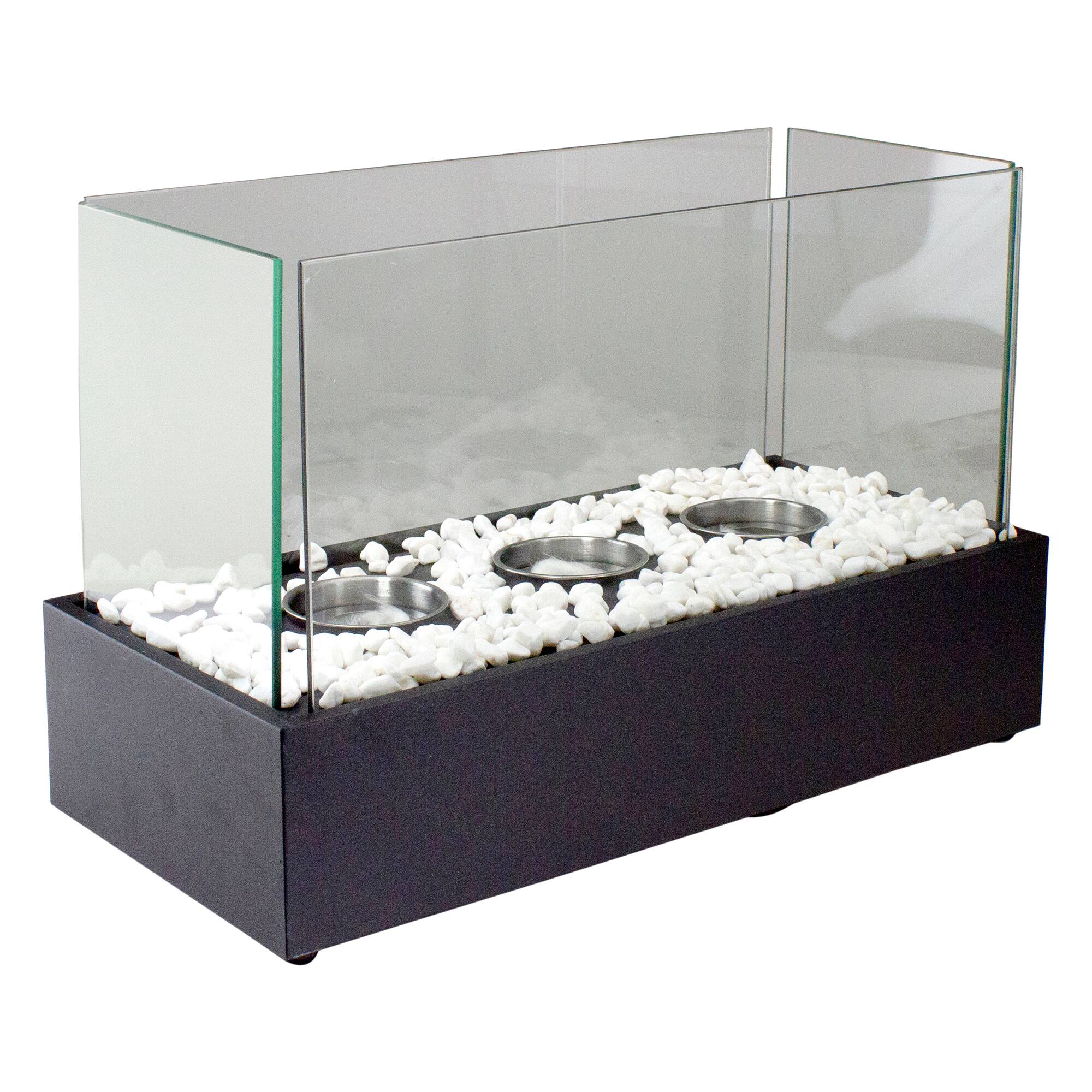 Alt View 3. Northlight - Bio Ethanol Ventless Portable Triple Fireplace with Flame Guard - 17.75" - Black - Black.