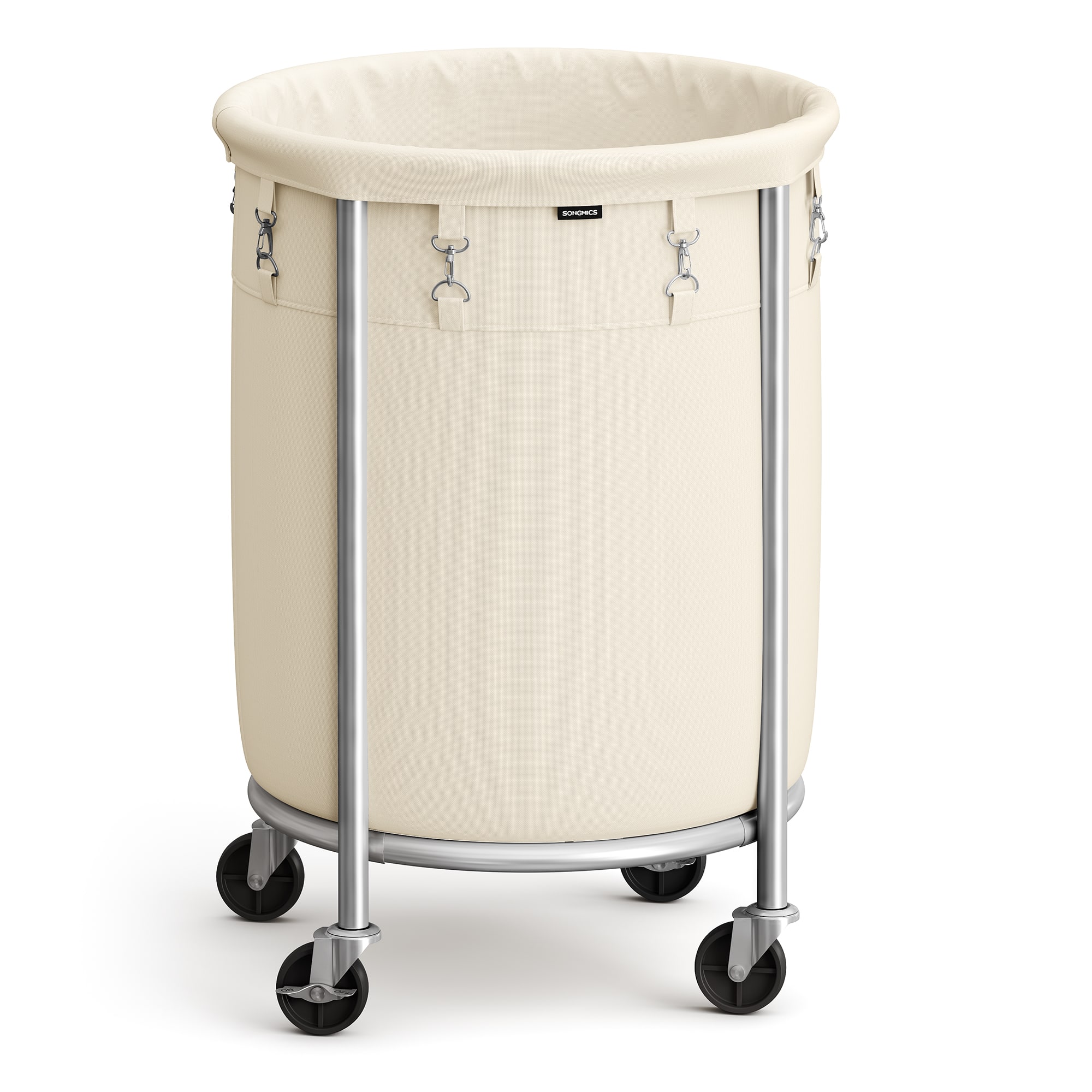 Songmics Home - Laundry Basket on Wheels, Laundry Trolley 110L, Steel Frame,Removable Bag, 4 Castors and 2 Brakes - Cream White and Metallic Silver price history on PriceWatchPro