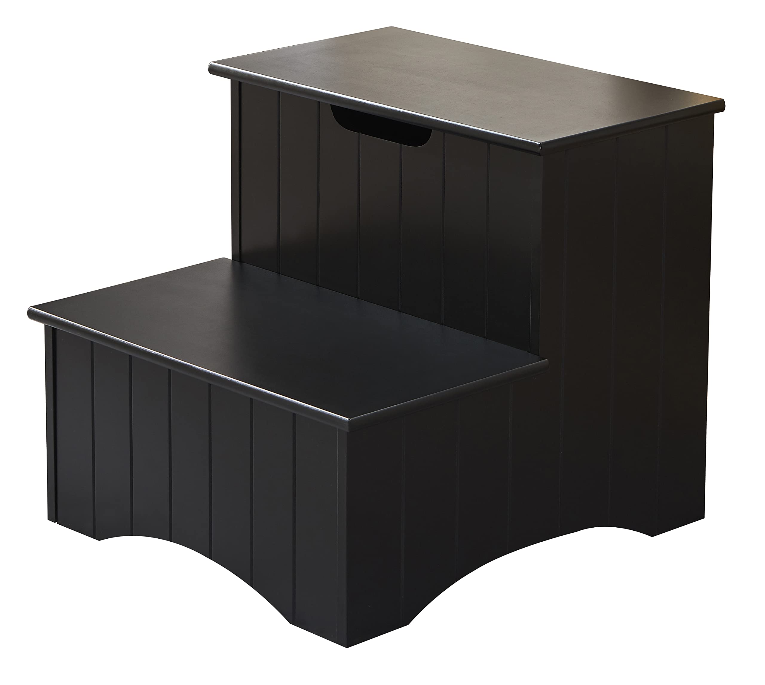 Angle. Kings Brand Furniture - Kings Brand Furniture Joshua Wooden Stool for Adults & Kids with Storage for Bedroom, Kitchen, Steps for High Beds - black.