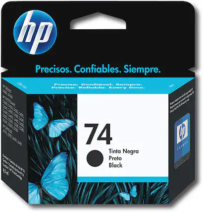 Front. HP - 74 Standard Capacity - Black Ink Cartridge - Black.
