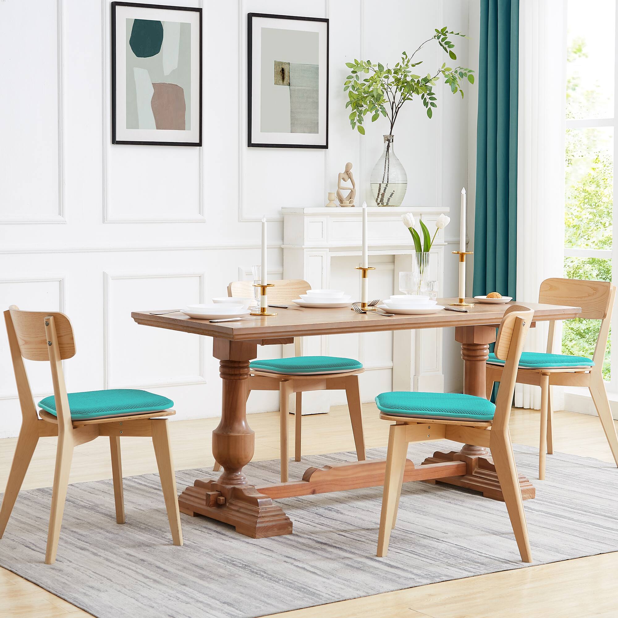 Alt View 2. Sweet Home Collection - Honeycomb Memory Foam No Slip Back 16" x 16" Chair Pad Cushion, 12-Pack - Teal.