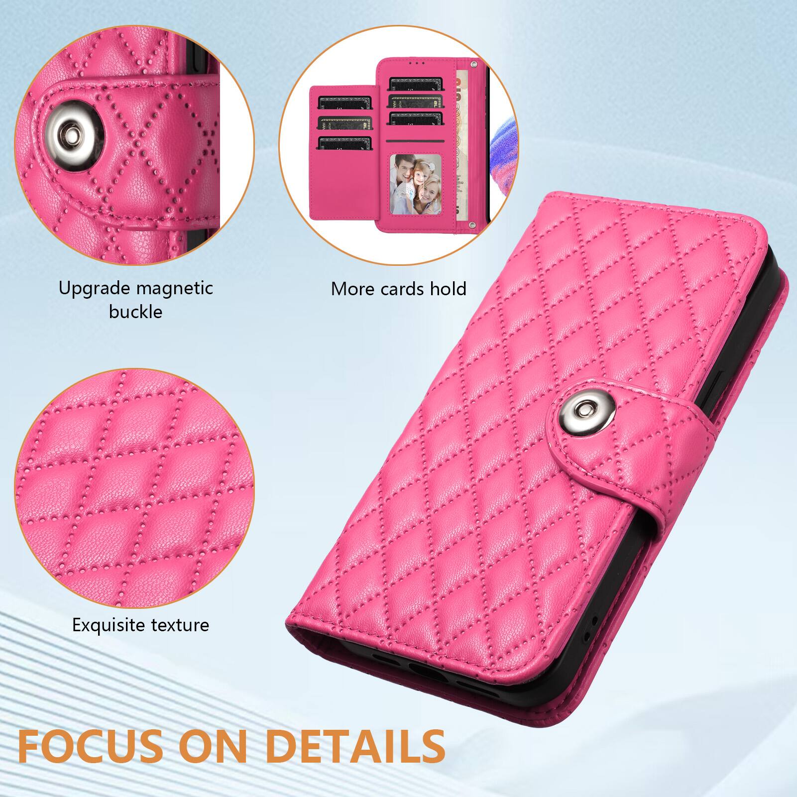 Upgrade magnetic buckle  
More cards hold  
Exquisite texture  
FOCUS ON DETAILS