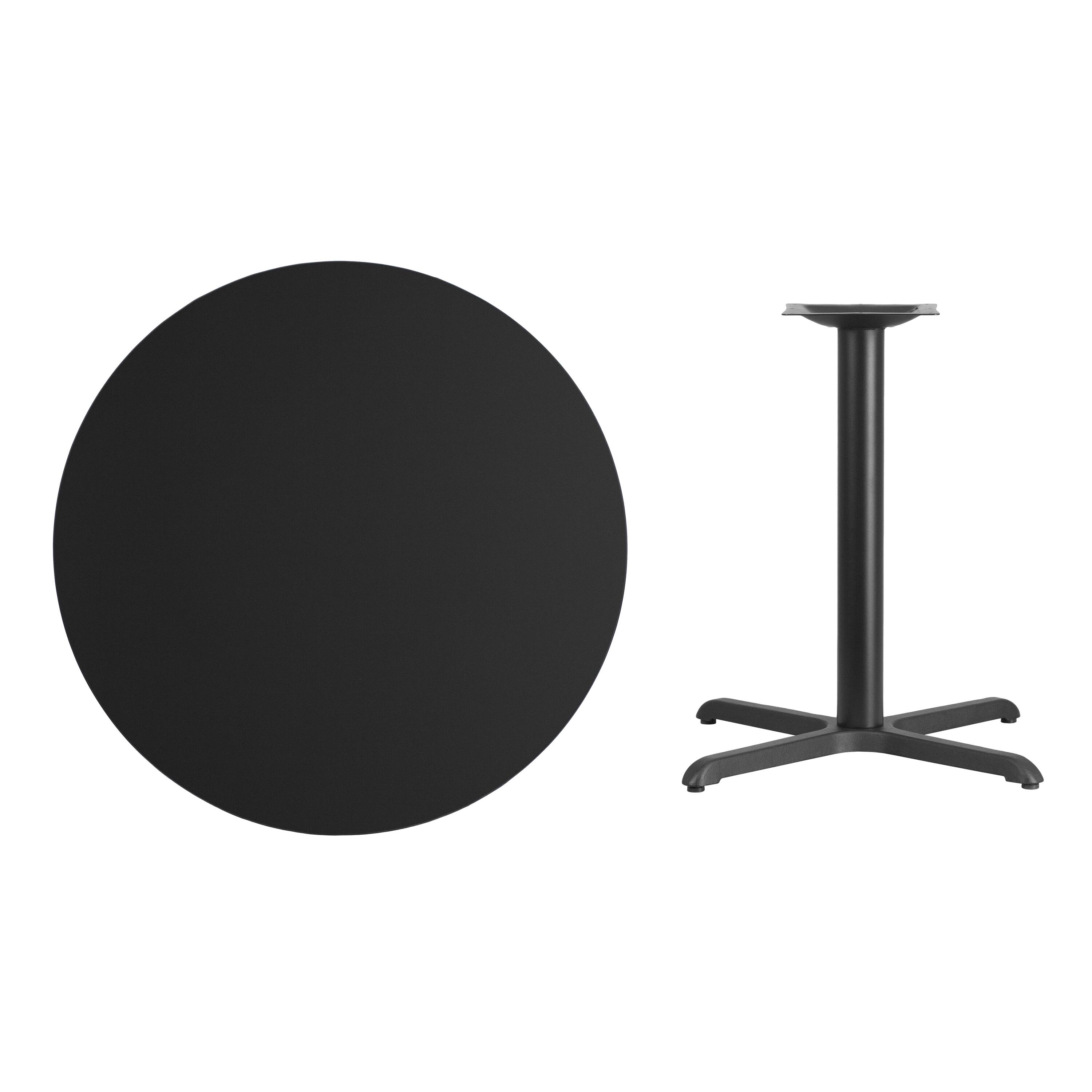 Alt View 3. Emma + Oliver - 36" Round Laminate Table Top with 30"x30" Table Height Base - Black.