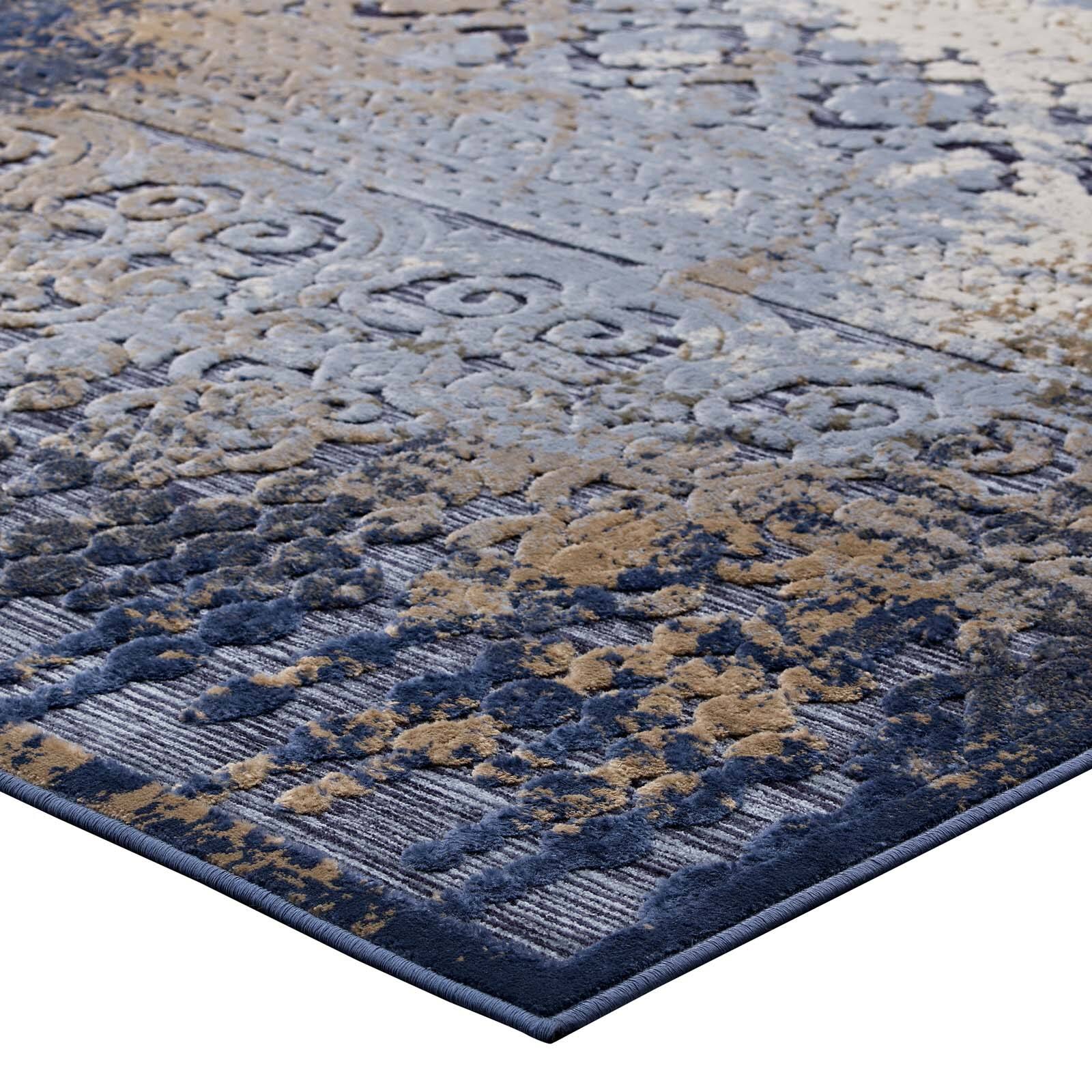 Alt View 2. Modway - Kalene Distressed Vintage Turkish Area Rug - Blue Rust and Cream.