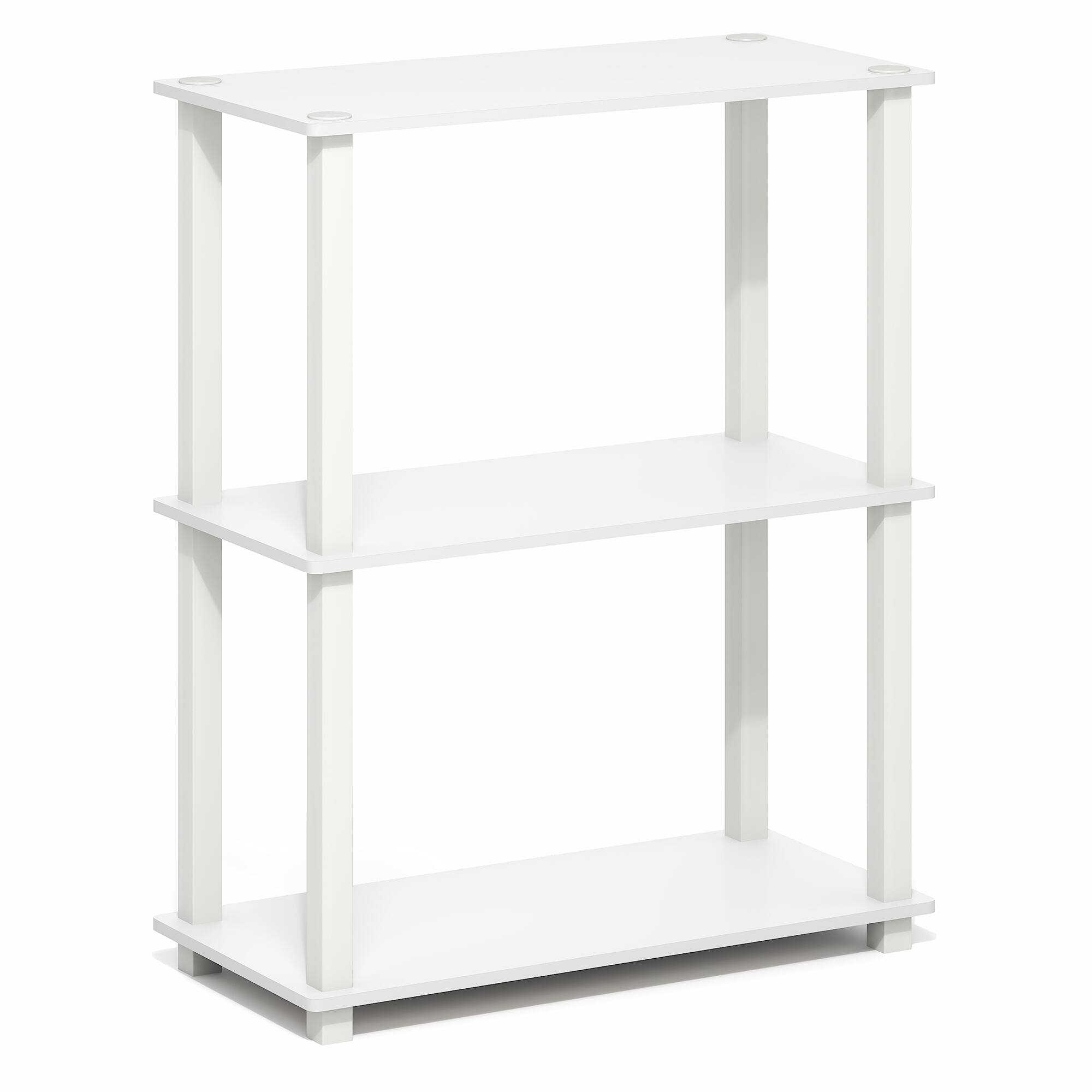 Alt View 5. Furinno - TURN-S-TUBE Storage Shelves, 3-Tier Book Shelf, Corner Shelf, Toolless Open Frame Standing Shelves - White/White.