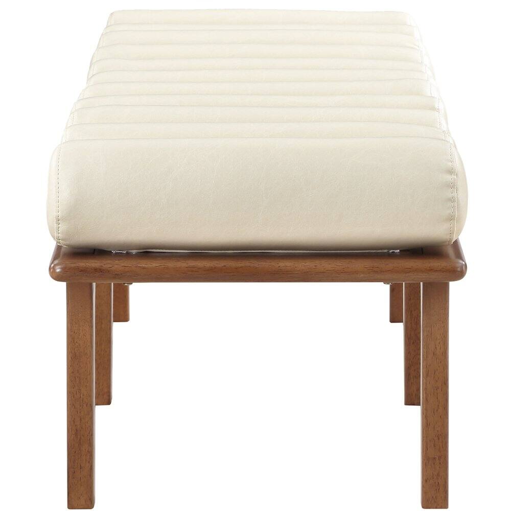 Alt View 4. Meridian Furniture - Landon Cream Vegan Leather Bench - Beige.