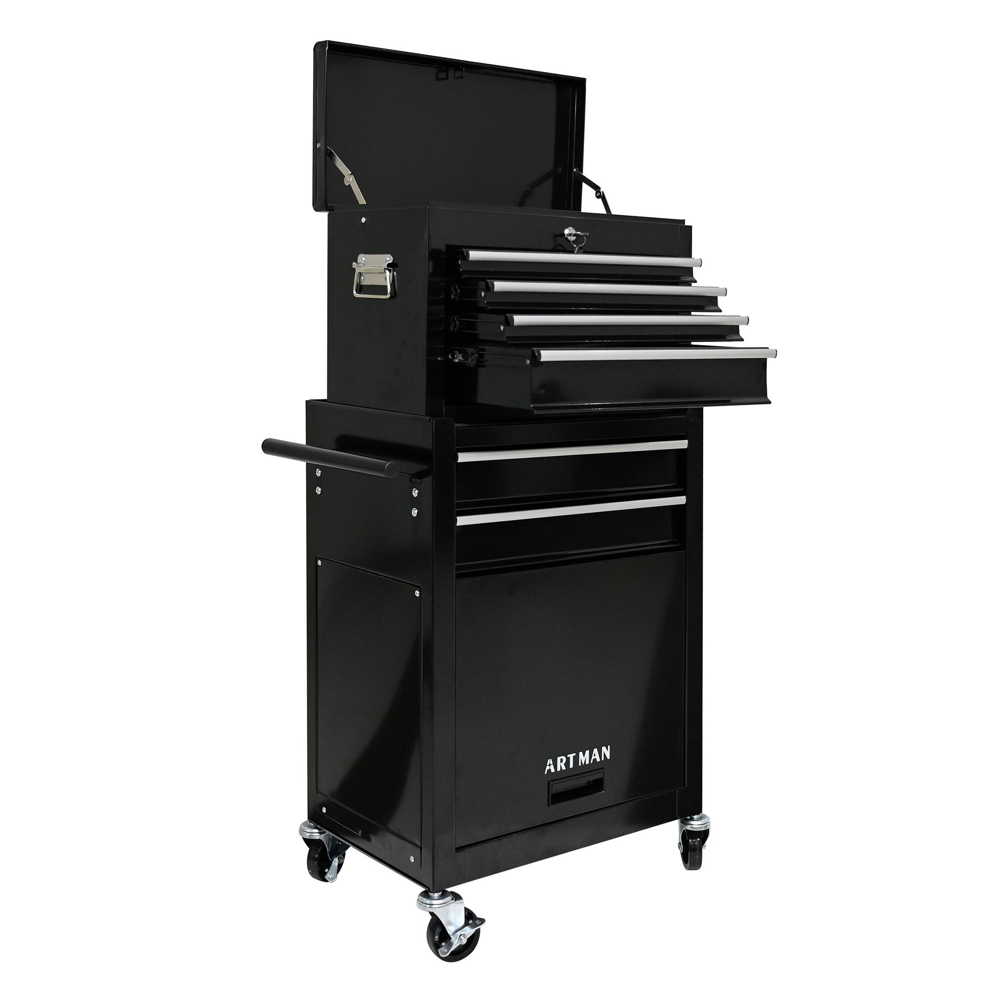 Alt View 1. APRILSOUL - High Capacity Rolling Tool Chest with Wheels and Drawers 6-Drawer Tool Storage Cabinet--BLACK - Black.