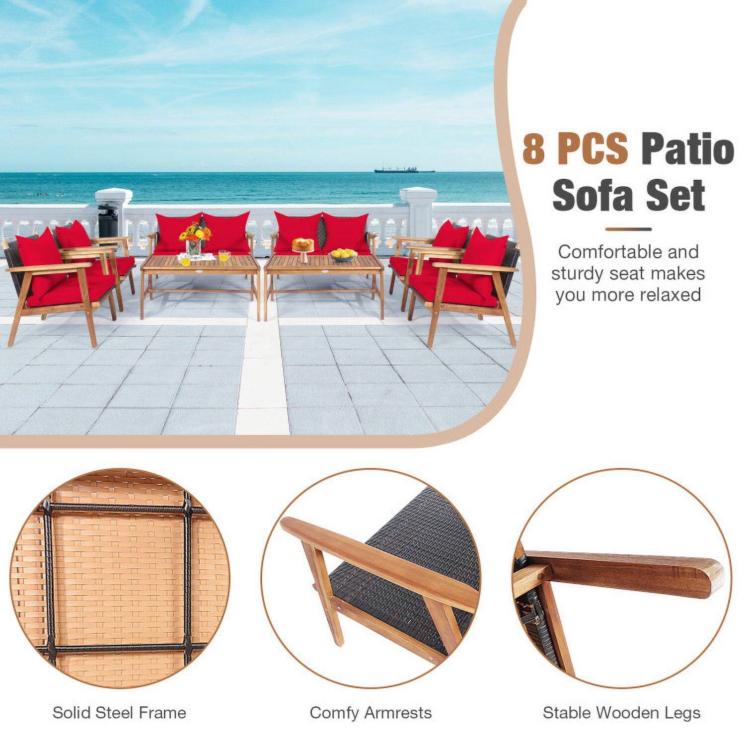 8 PCS Patio Sofa Set

Comfortable and sturdy seat makes you more relaxed

- Solid Steel Frame
- Comfy Armrests
- Stable Wooden Legs
