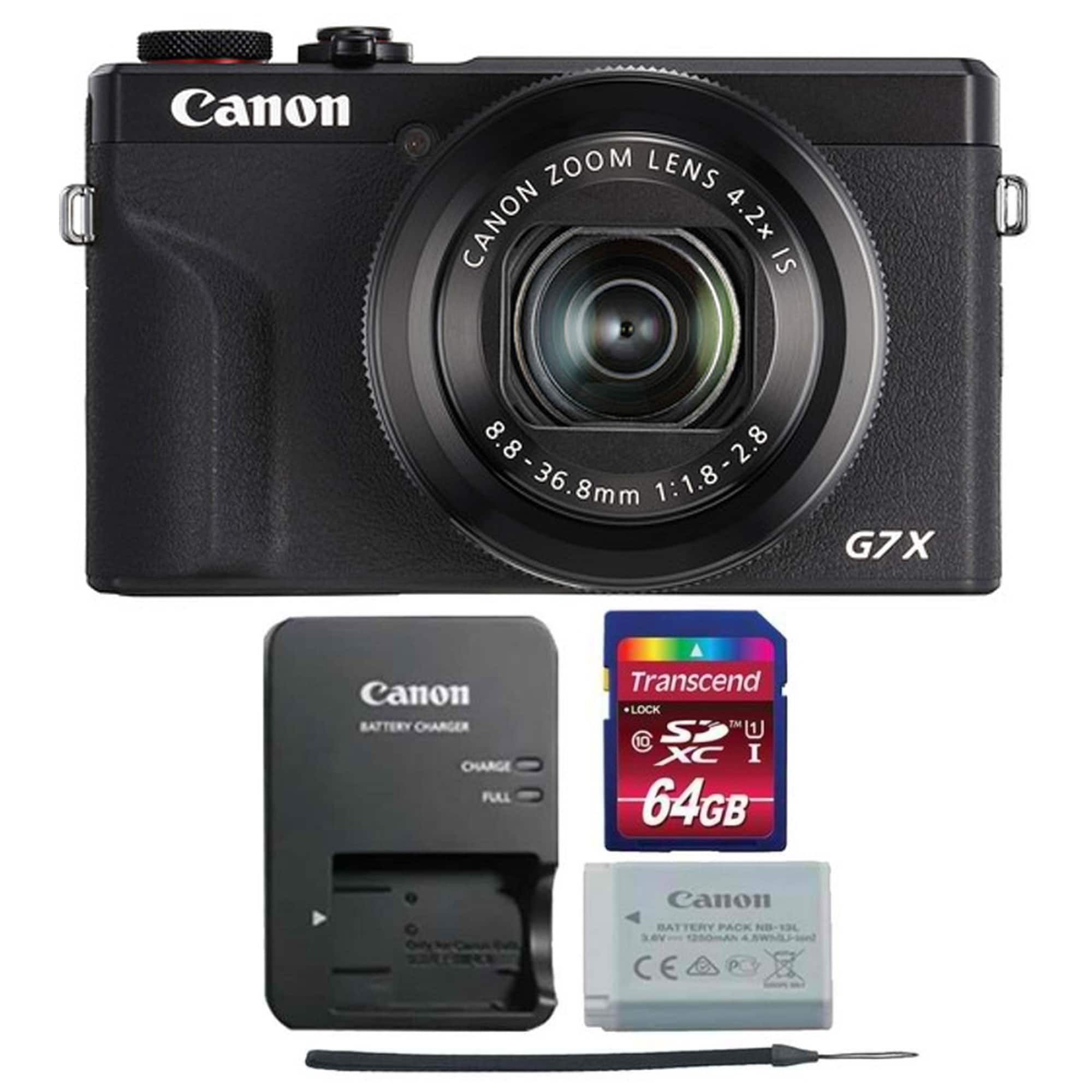 Canon - Powershot G7X Mark III, SanDisk 64GB Ultra SDXC UHS I Memory Card - Black