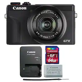Canon - Powershot G7X Mark III, SanDisk 64GB Ultra SDXC UHS I Memory Card - Black