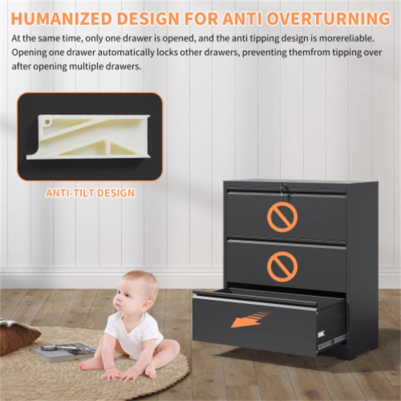 HUMANIZED DESIGN FOR ANTI OVERTURNING

At the same time, only one drawer is opened, and the anti tipping design is more reliable. Opening one drawer automatically locks other drawers, preventing them from tipping over after opening multiple drawers.

ANTI-TILT DESIGN