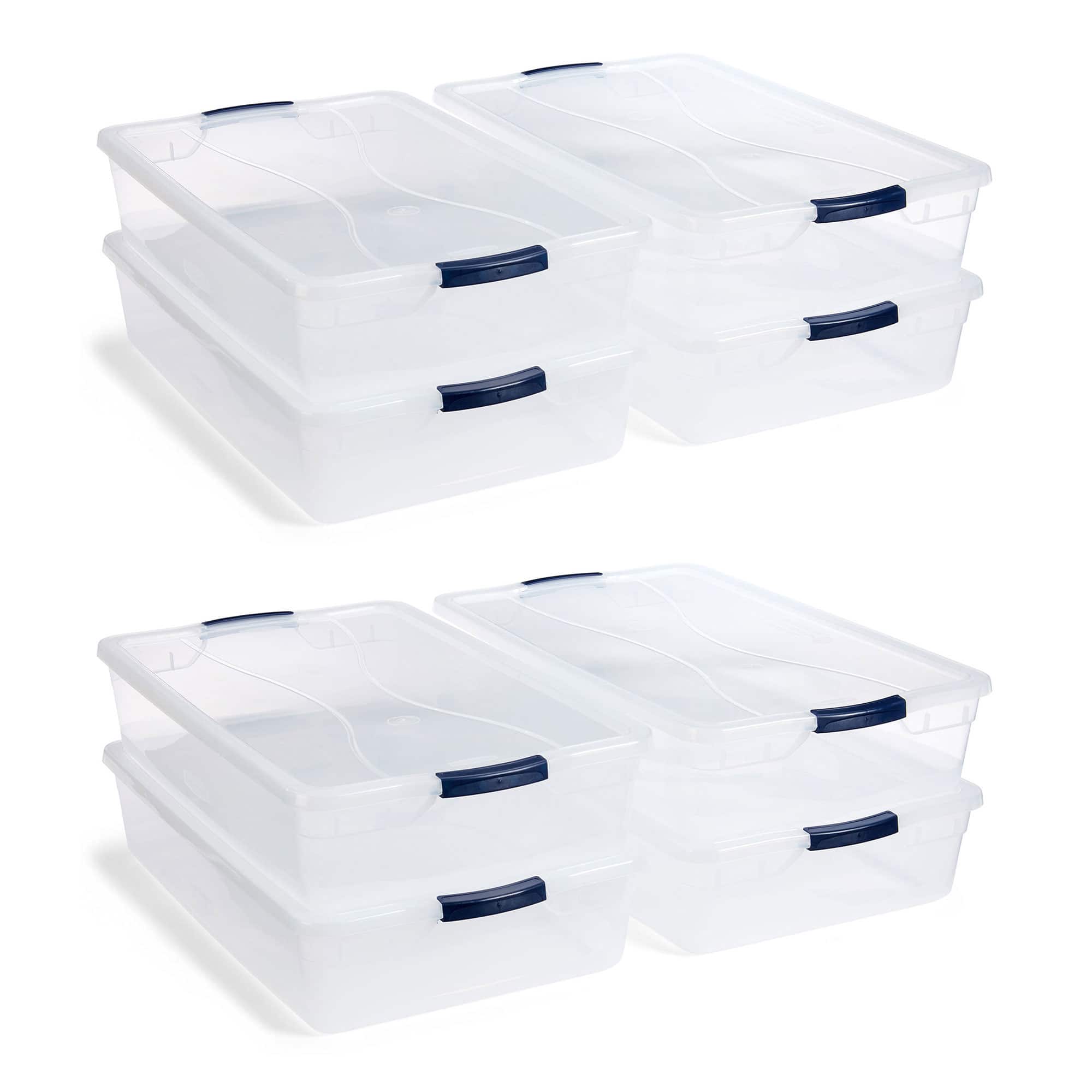 RubberMaid - Cleverstore 42 Quart Latching Stackable Storage Tote, (8 Pack) - Clear