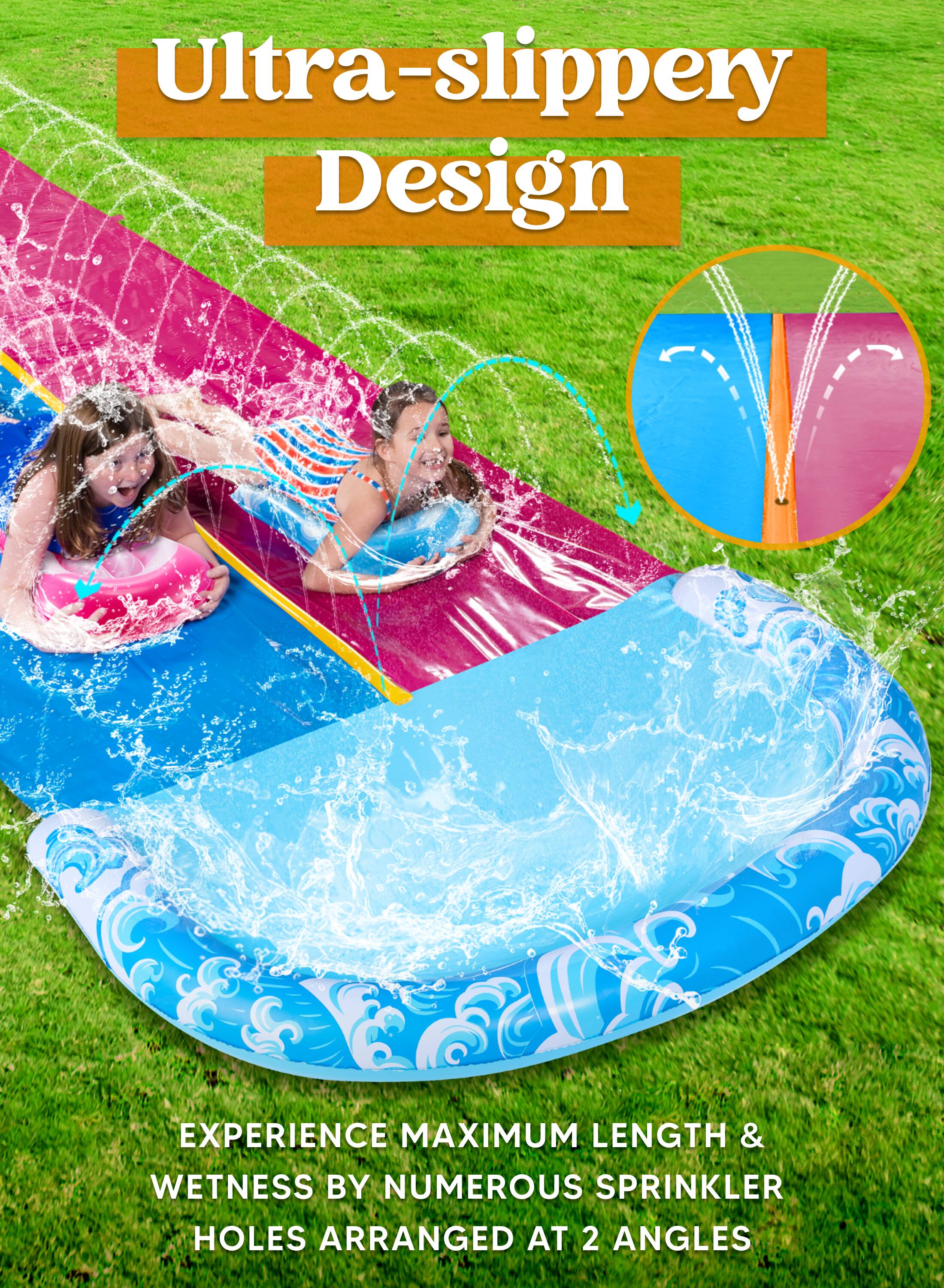 Ultra-slippery Design

EXPERIENCE MAXIMUM LENGTH & WETNESS BY NUMEROUS SPRINKLER HOLES ARRANGED AT 2 ANGLES