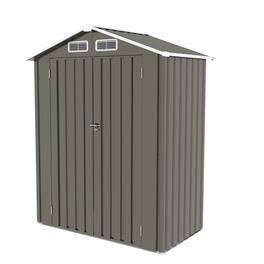 Mondawe - 5X3 FT Metal Outdoor Storage Shed with Peaked Roof Waterproof and Lockable Door - Gray