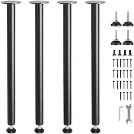 VEVOR - 30 Inch Adjustable Desk Legs, Reinforced Steel Office Table Furniture legs Set of 4 for DIY - Black