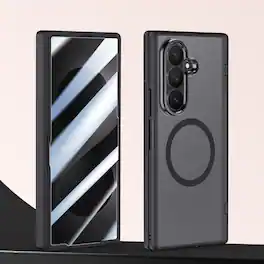 Dteck - Magnetic Case for Samsung Galaxy Z Fold8 Ultra Built-in Privacy Screen Protector,Frosted Shockproof Rugged Hinge Cover - Black