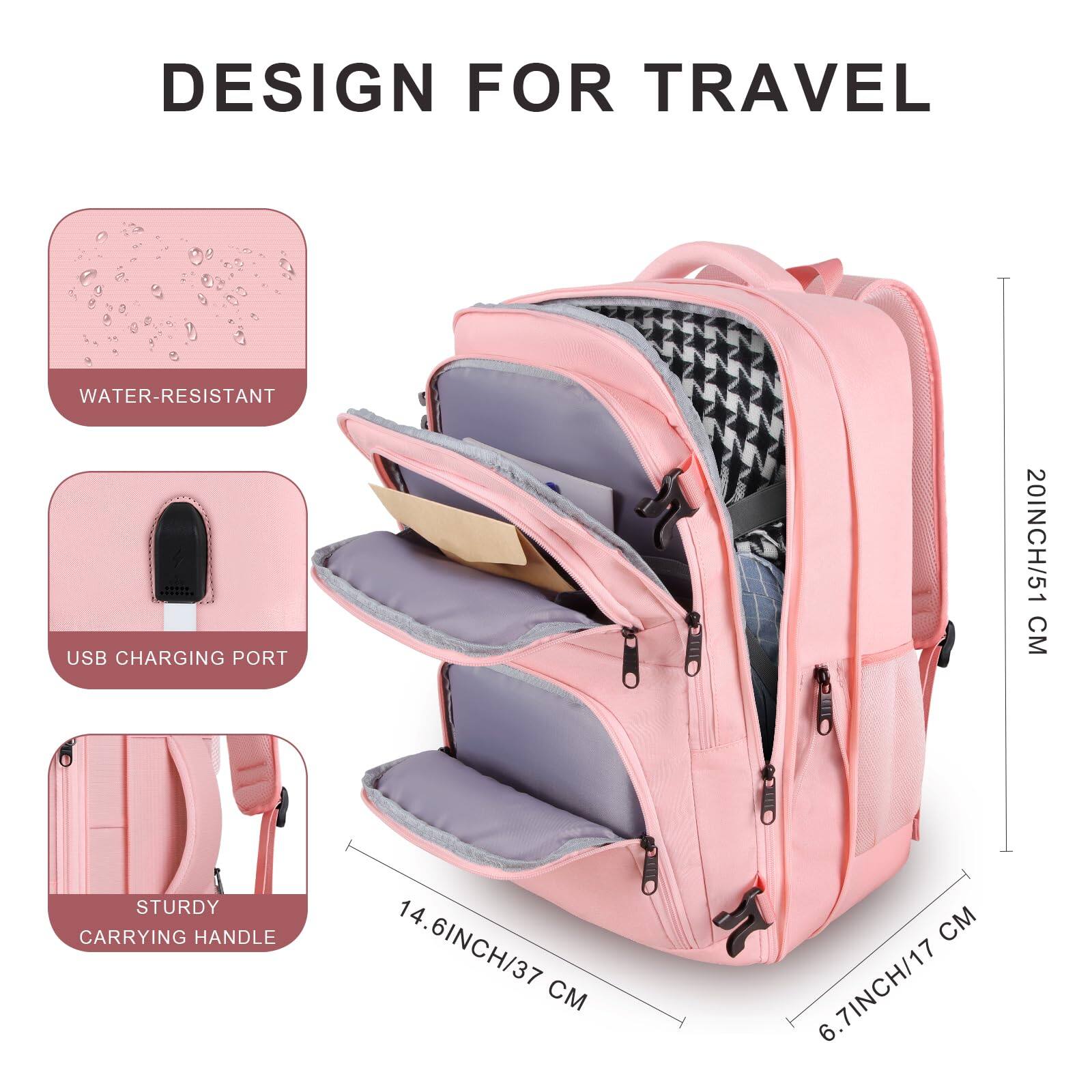 Alt View 2. Stamp n Camp - Travel Backpack For Women  52l Carry On Extra Large Expandable Bag 18 4 Inch Tsa Flight Approved Luggage Personal Item - Purple-18.4 inch (20"x15"x7").