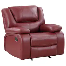 Manhattan Lane - Mila 38 Inch Manual Recliner Accent Sofa Chair, Faux Leather, Wood - Red, Black